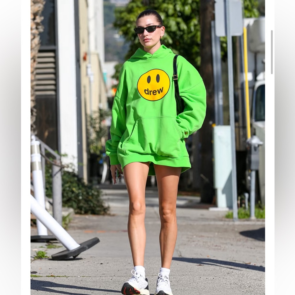 Justin Biebers Iconic Drew House Mascot Oversized Cotton Hoodie Sweatshirt, XL